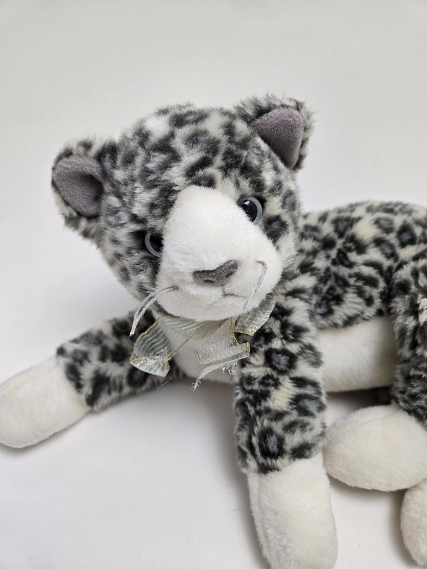 Ty Beanie Buddy “Purr” the Grey & White Leopard Spotted Cat - No Hang Tag (12 inch)