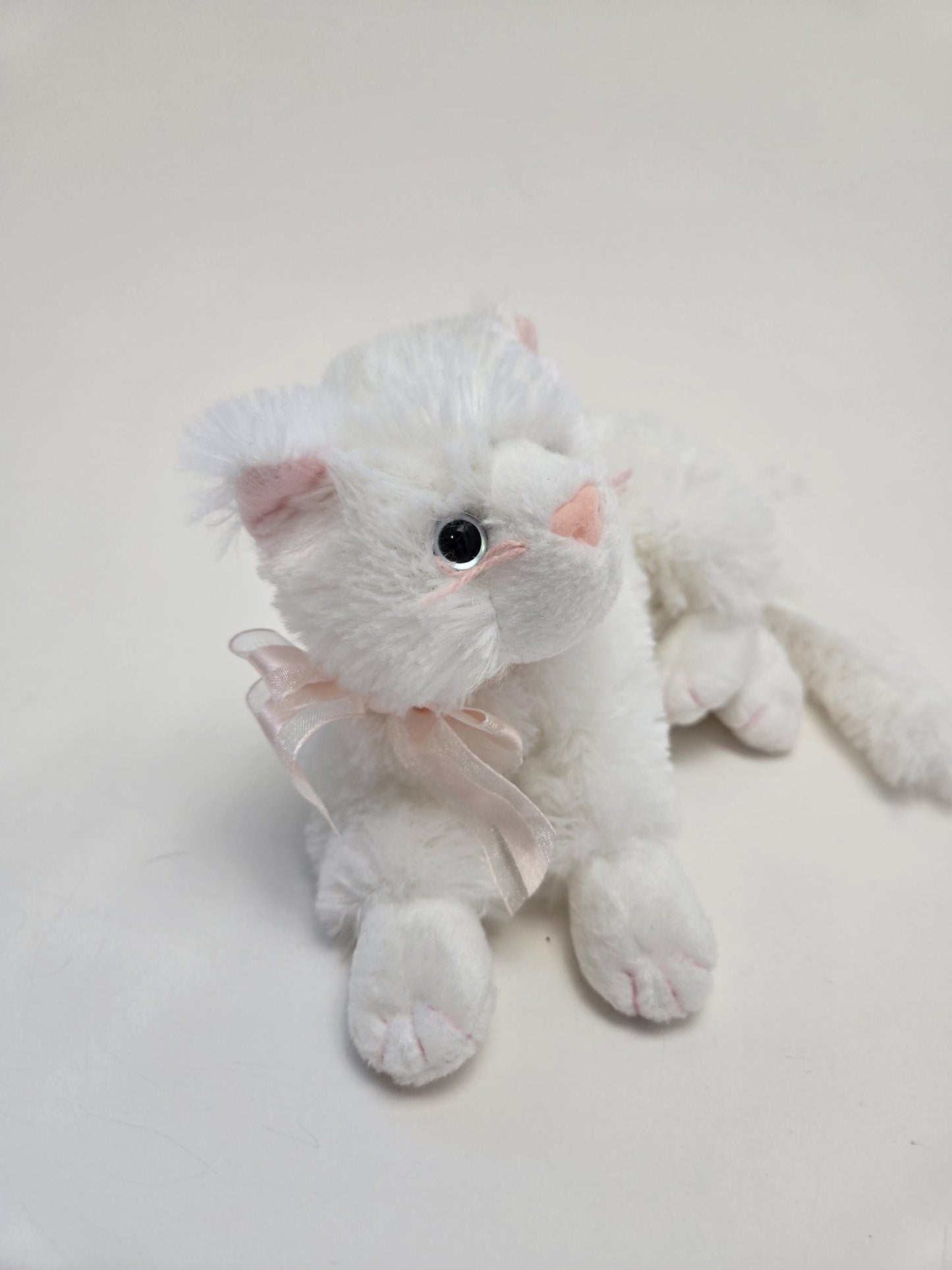 Ty Beanie Baby “Bianca” the Adorable White Cat with Pink Bow - No Hang Tag (8 inch)