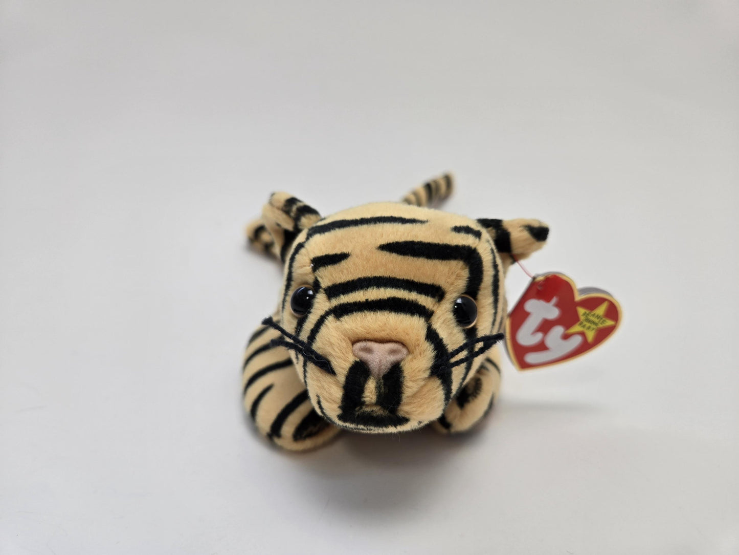 Ty Beanie Baby “Stripes” the Tiger - Handmade in Indonesia with Canadian Tush - Rare! (8.5 inch)