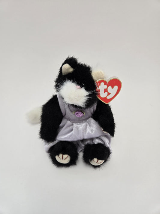 Ty Attic Treasure “Purrcy" the Black Cat in Purple Dress (6 inch)