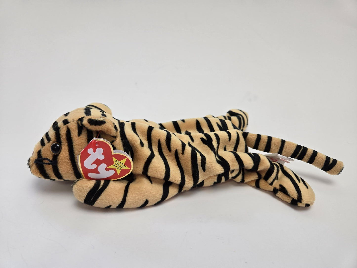 Ty Beanie Baby “Stripes” the Tiger - Handmade in Indonesia with Canadian Tush - Rare! (8.5 inch)