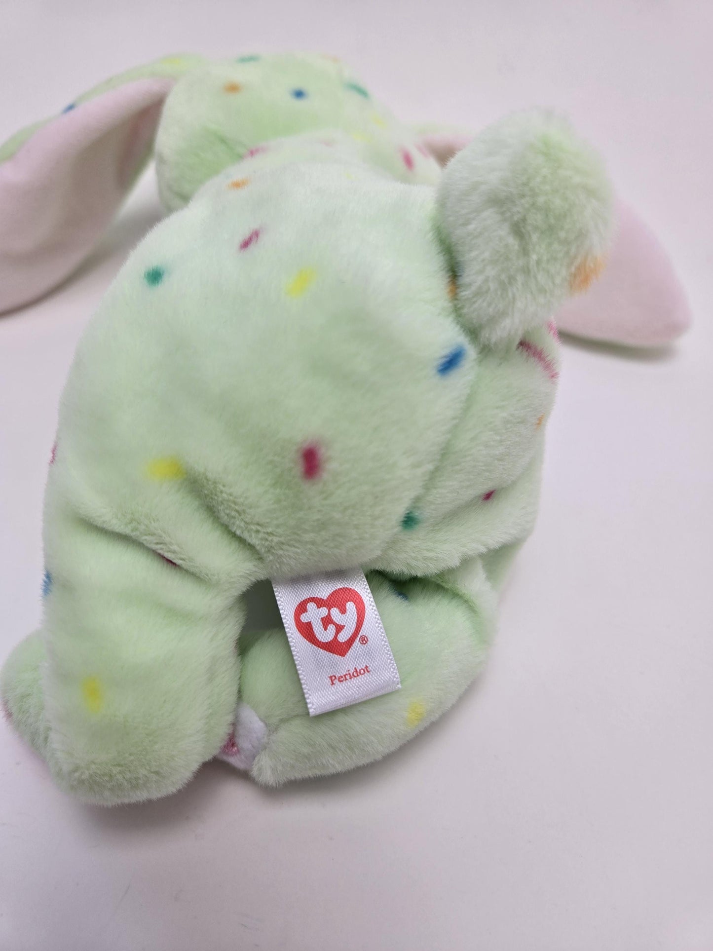 Ty Beanie Bellies “Peridot” the Green Bunny Rabbit - No Hang Tag! (7.5 inch)